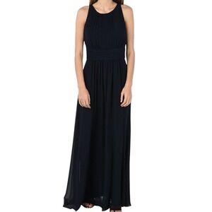 Lauren Ralph Lauren‎ Pleated Niketta Evening Sleeveless Maxi Dress Black Size 8